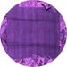 Round Machine Washable Abstract Purple Modern Area Rugs, wshabs1890pur