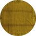 Round Abstract Yellow Modern Rug, abs1891yw