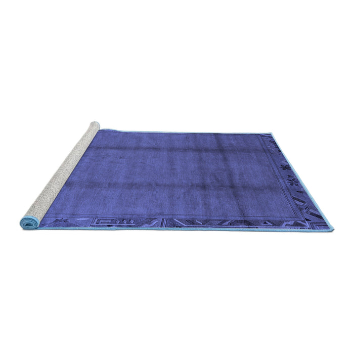 Sideview of Machine Washable Abstract Blue Modern Rug, wshabs1891blu