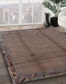 Abstract Rose Purple Modern Rug in Family Room, abs1891