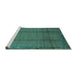 Sideview of Machine Washable Abstract Turquoise Modern Area Rugs, wshabs1891turq