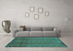 Machine Washable Abstract Turquoise Modern Area Rugs in a Living Room,, wshabs1891turq