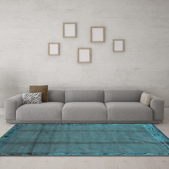 Machine Washable Abstract Light Blue Modern Rug in a Living Room, wshabs1891lblu