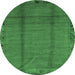 Round Abstract Emerald Green Modern Rug, abs1891emgrn