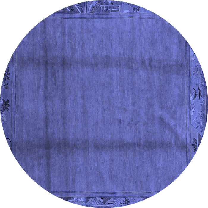 Round Abstract Blue Modern Rug, abs1891blu