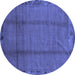 Round Abstract Blue Modern Rug, abs1891blu