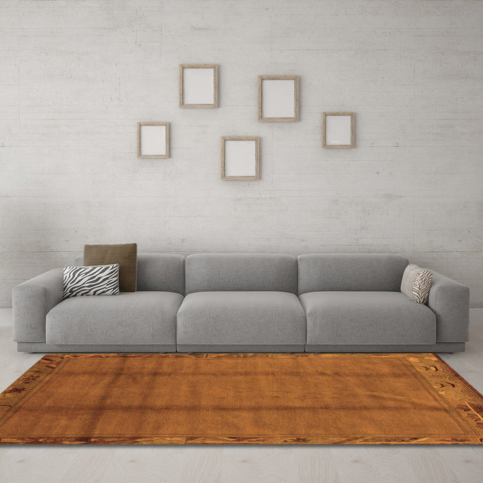 Machine Washable Abstract Orange Modern Area Rugs in a Living Room, wshabs1891org