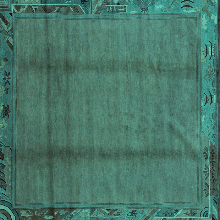 Square Machine Washable Abstract Turquoise Modern Area Rugs, wshabs1891turq