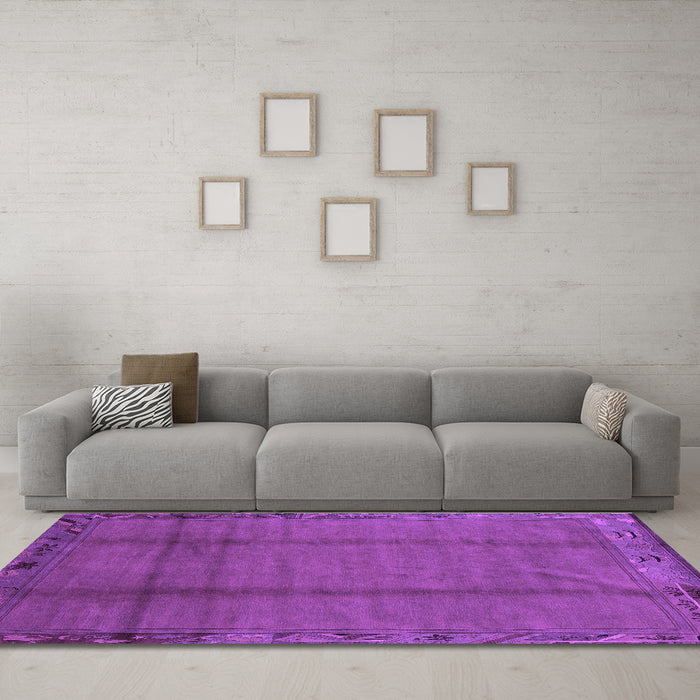 Machine Washable Abstract Purple Modern Area Rugs in a Living Room, wshabs1891pur