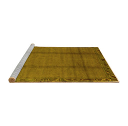 Sideview of Machine Washable Abstract Yellow Modern Rug, wshabs1891yw