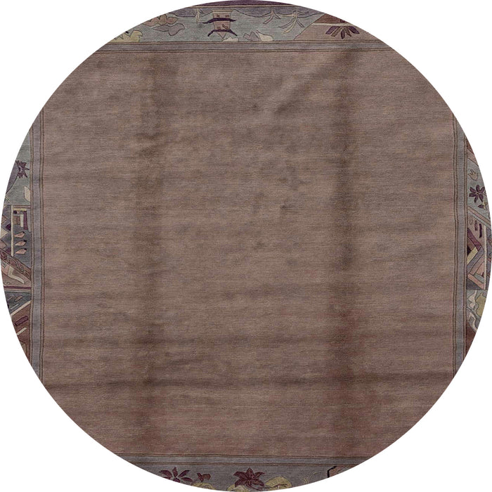 Round Machine Washable Abstract Rose Dust Purple Rug, wshabs1891