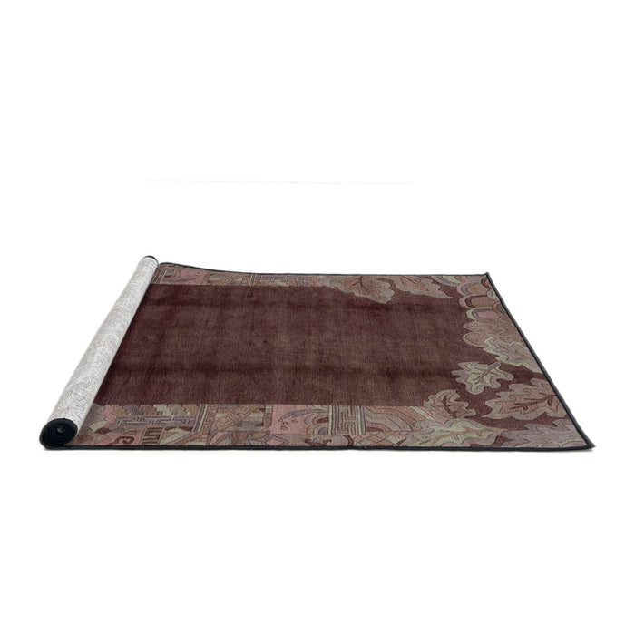 Sideview of Machine Washable Abstract Vermilion Red Rug, wshabs1892