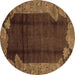 Round Abstract Brown Modern Rug, abs1892brn