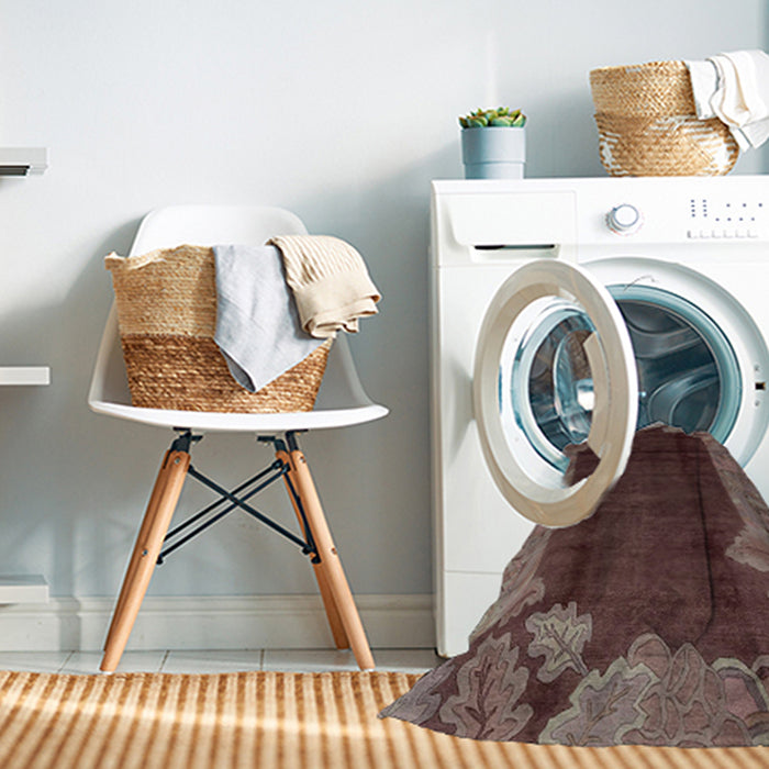 Machine Washable Abstract Vermilion Red Rug in a Washing Machine, wshabs1892