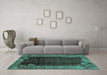 Machine Washable Abstract Turquoise Modern Area Rugs in a Living Room,, wshabs1892turq