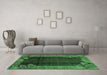 Machine Washable Abstract Emerald Green Modern Area Rugs in a Living Room,, wshabs1892emgrn