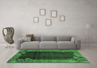 Machine Washable Abstract Emerald Green Modern Rug, wshabs1892emgrn