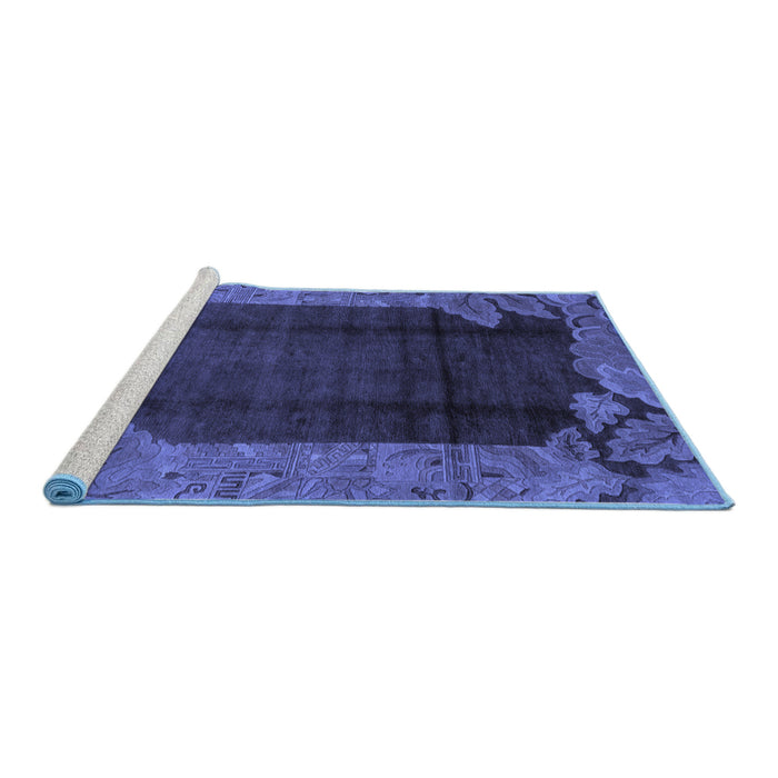 Sideview of Machine Washable Abstract Blue Modern Rug, wshabs1892blu