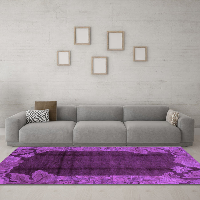 Machine Washable Abstract Purple Modern Area Rugs in a Living Room, wshabs1892pur