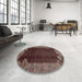 Round Machine Washable Abstract Vermilion Red Rug in a Office, wshabs1892