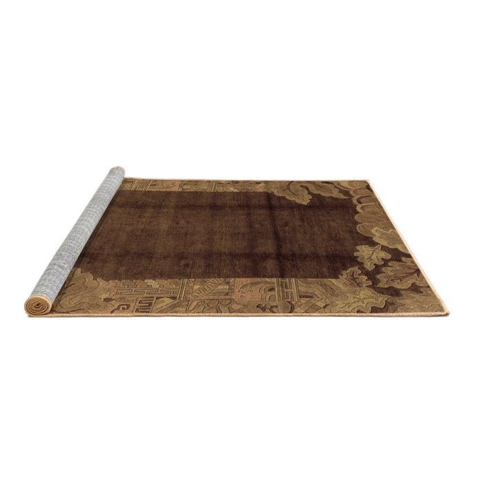 Sideview of Machine Washable Abstract Brown Modern Rug, wshabs1892brn