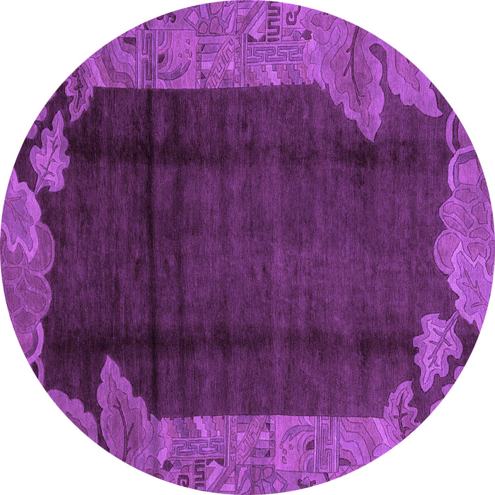 Round Abstract Purple Modern Rug, abs1892pur