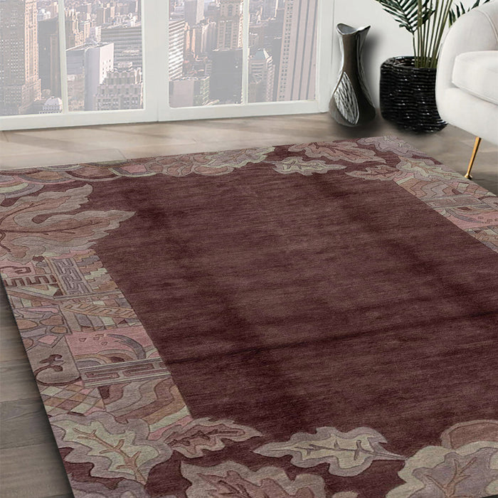 Abstract Red Modern Rug in Family Room, abs1892