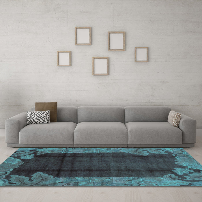 Machine Washable Abstract Light Blue Modern Rug in a Living Room, wshabs1892lblu