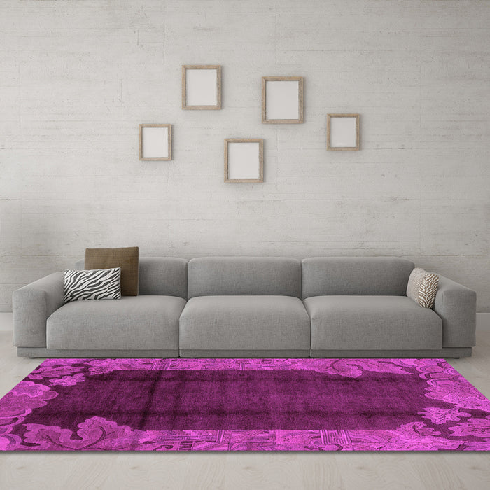 Machine Washable Abstract Pink Modern Rug in a Living Room, wshabs1892pnk