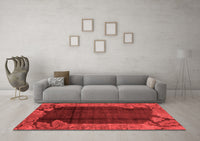 Machine Washable Abstract Red Modern Rug, wshabs1892red