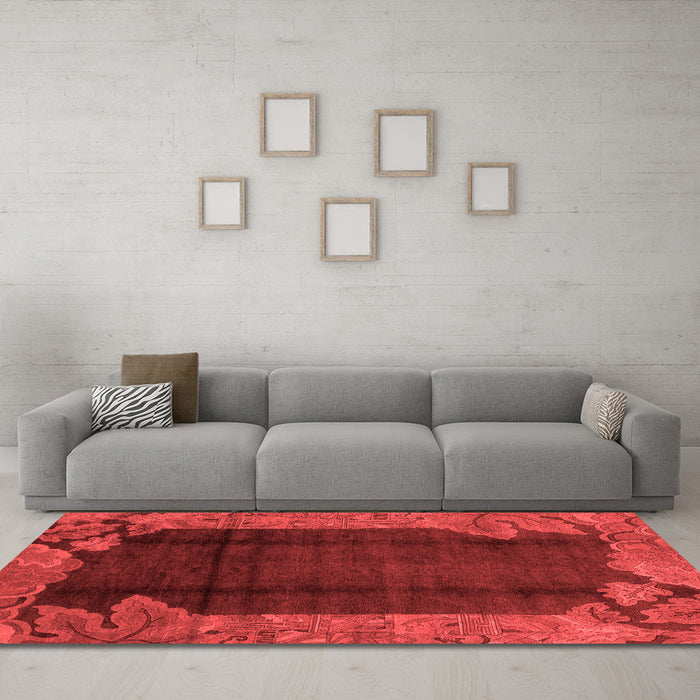 Modern Red Washable Rugs