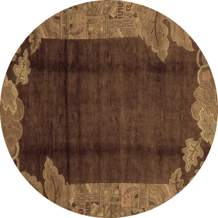 Round Machine Washable Abstract Brown Modern Rug, wshabs1892brn