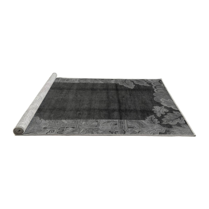 Sideview of Machine Washable Abstract Gray Modern Rug, wshabs1892gry