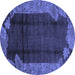 Round Abstract Blue Modern Rug, abs1892blu