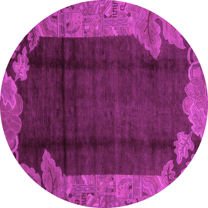 Round Machine Washable Abstract Pink Modern Rug, wshabs1892pnk