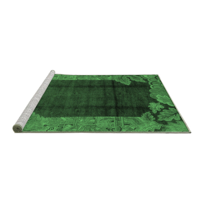 Sideview of Machine Washable Abstract Emerald Green Modern Area Rugs, wshabs1892emgrn