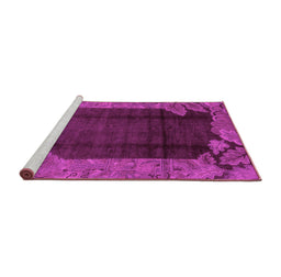 Sideview of Machine Washable Abstract Pink Modern Rug, wshabs1892pnk