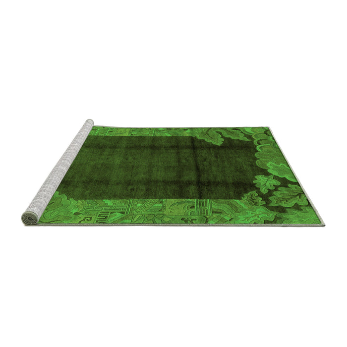 Sideview of Machine Washable Abstract Green Modern Area Rugs, wshabs1892grn