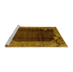 Sideview of Machine Washable Abstract Yellow Modern Rug, wshabs1892yw