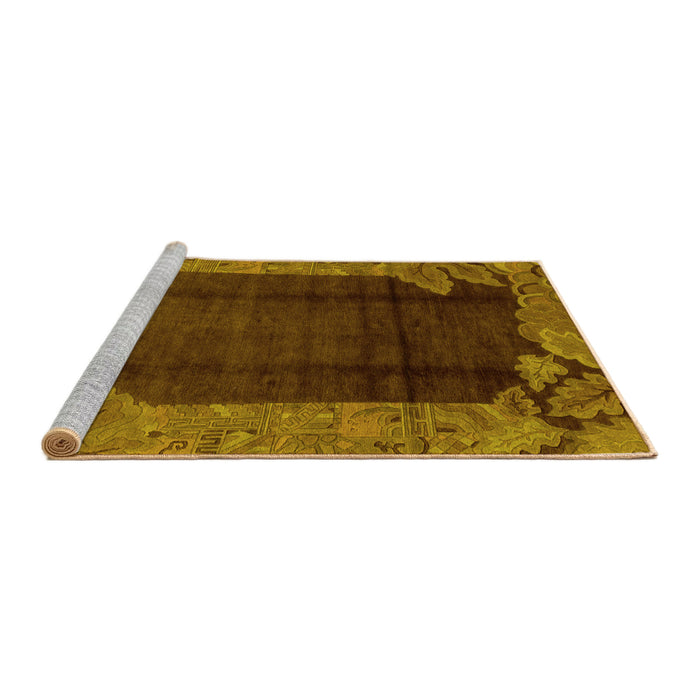Sideview of Machine Washable Abstract Yellow Modern Rug, wshabs1892yw