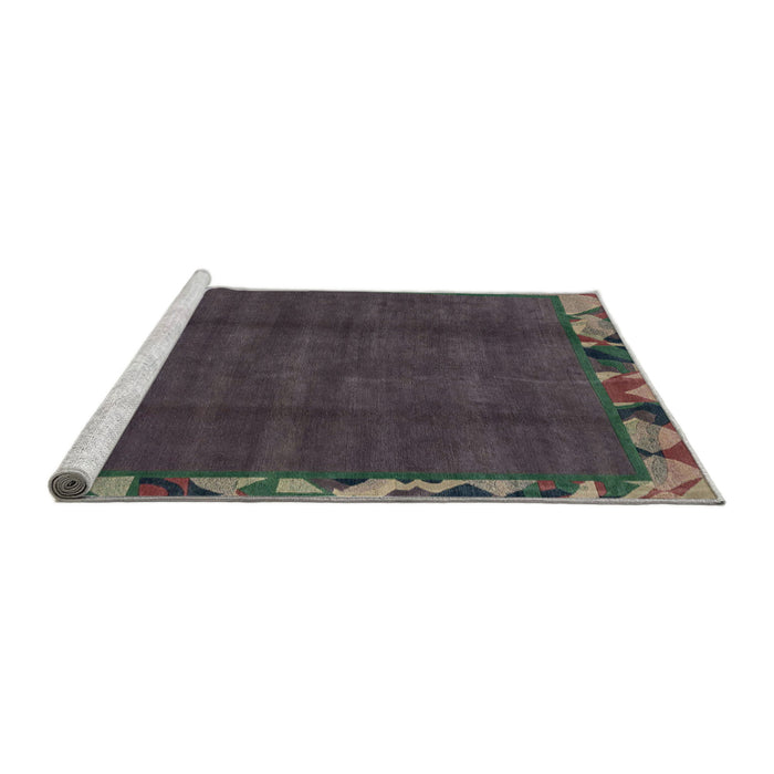 Sideview of Machine Washable Abstract Western Charcoal Gray Rug, wshabs1893
