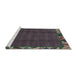 Sideview of Machine Washable Abstract Western Charcoal Gray Rug, wshabs1893