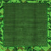 Square Machine Washable Abstract Green Modern Area Rugs, wshabs1893grn