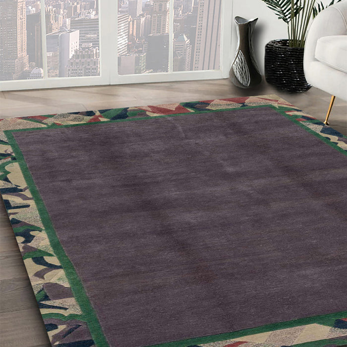 Machine Washable Abstract Western Charcoal Gray Rug in a Family Room, wshabs1893