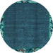 Round Machine Washable Abstract Light Blue Modern Rug, wshabs1893lblu