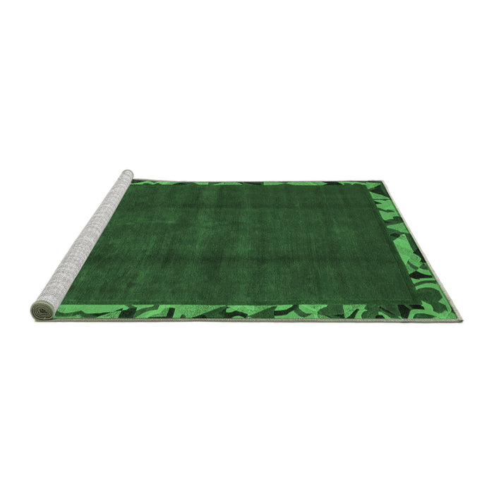 Sideview of Machine Washable Abstract Emerald Green Modern Area Rugs, wshabs1893emgrn