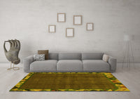 Machine Washable Abstract Yellow Modern Rug, wshabs1893yw