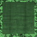 Square Machine Washable Abstract Emerald Green Modern Area Rugs, wshabs1893emgrn