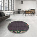 Round Machine Washable Abstract Western Charcoal Gray Rug in a Office, wshabs1893