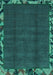 Machine Washable Abstract Turquoise Modern Area Rugs, wshabs1893turq